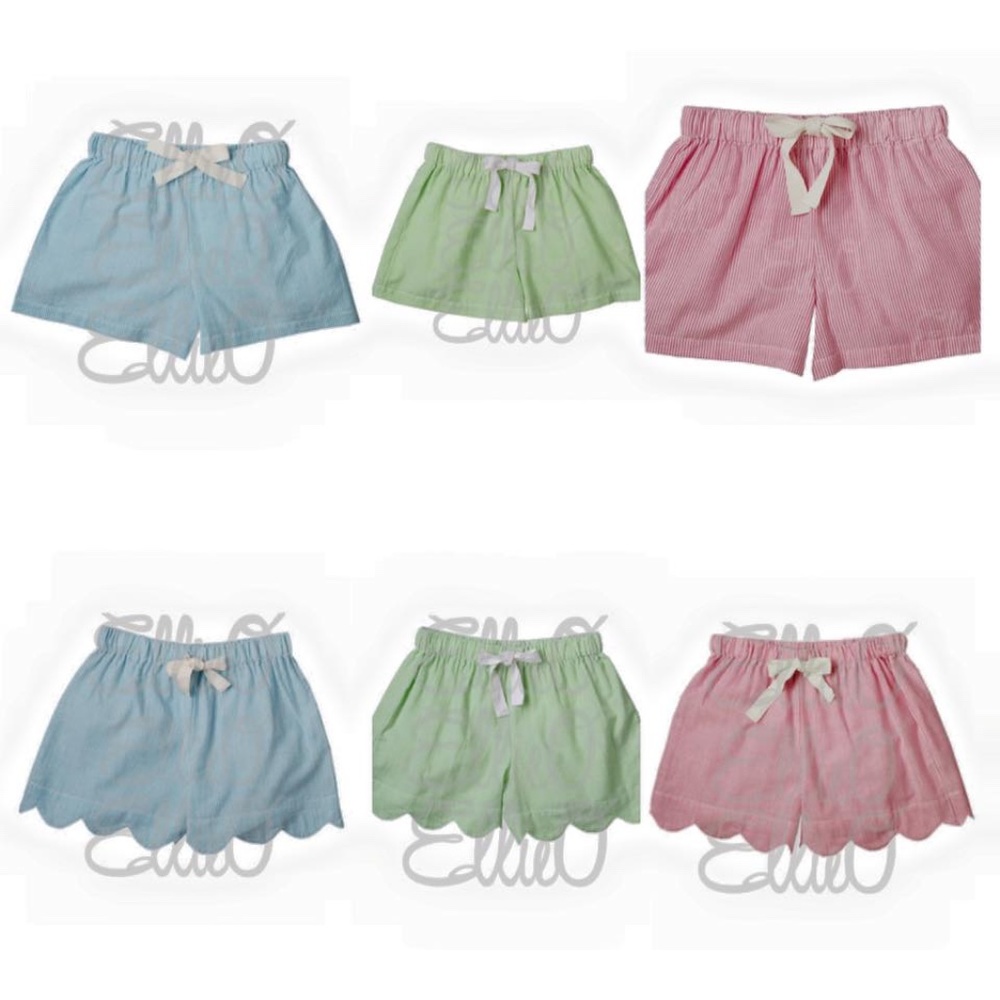 NWT EllieO Seersucker Blue & White Lounge Shorts Preppy Pajama's Straight Bottom - Picture 5 of 6
